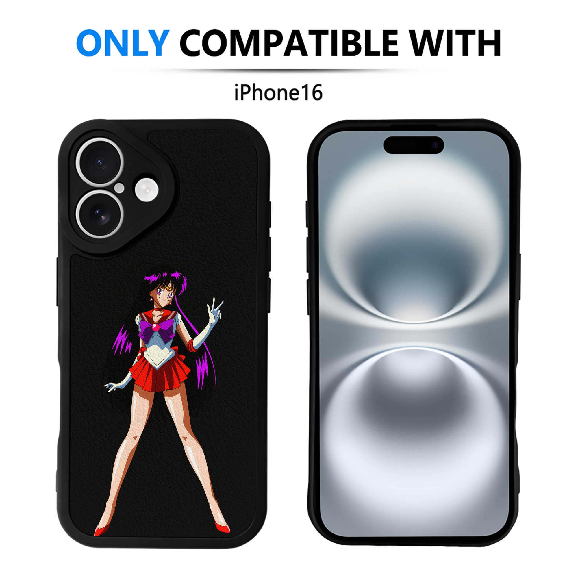 （画像用） 美少女戦士セーラームーン 火野レイ ひの レイ Sailor Moon Hino Rei （セーラーマーズ,Sailor Mars） 【iPhone 16シリーズ対応】シリコンスマホケース（レザー調） 材質：シリコン